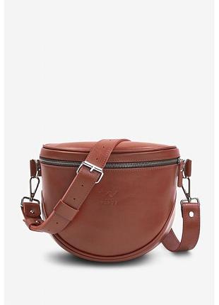 Кожаная сумка кросс-боди коричневая vacation, стильная сумочка на пояс / через плечо