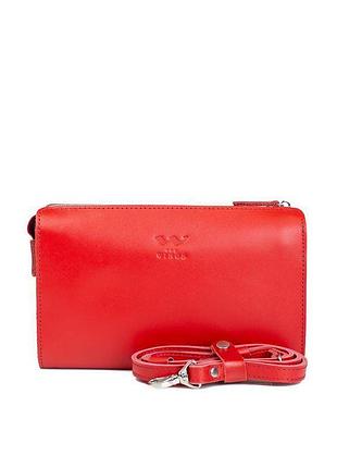 Женский кожаный млатч красный