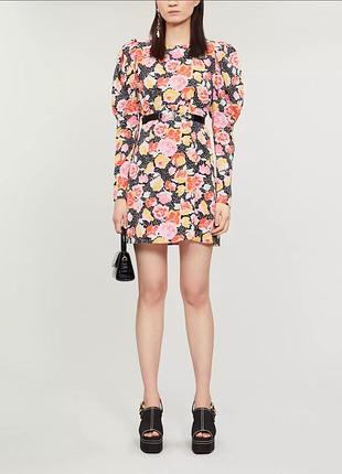 Платье в цветочный принт с объемными рукавами от topshop m