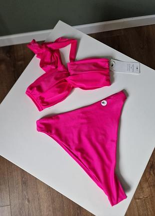 Купальник роздільний рожевий бандо висока посадка hunkemoller s m 36 38