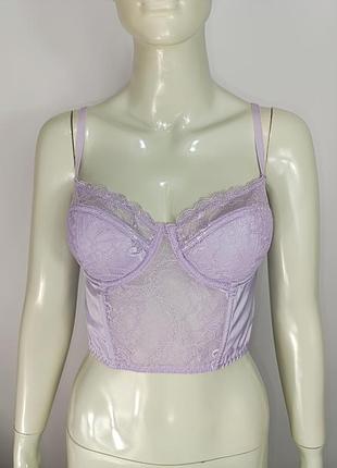 Сиреневый корсет бюстье бюстгальтер удлинённый