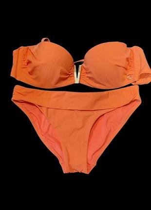 Cпокусливий жіночий купальник персикового кольору роз.38