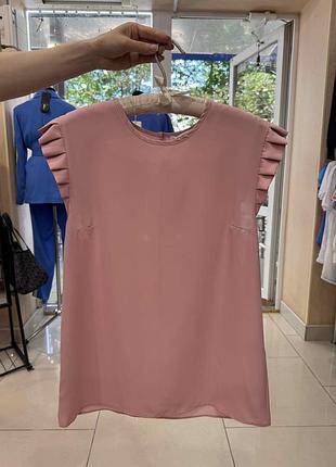 Блуза женская пудровая летняя с коротким рукавом