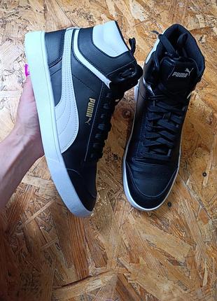 Кросівки кєди кеди puma shuffle black and white high top shoes model 380748-02