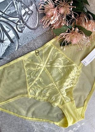 Яркие женские трусики бразилиана сетка кружево george желтого цвета размер 16 xl
