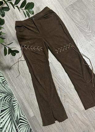 Штани shein (l–xl)  🤎 трендові штани shein із шнурівкою