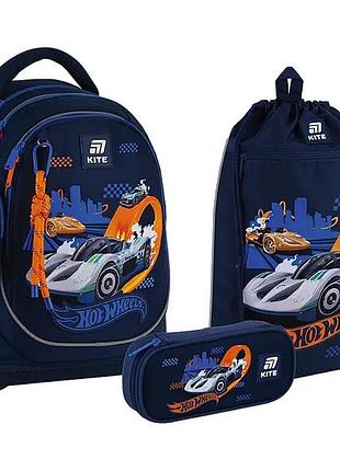 Набір kite рюкзак + пенал + сумка для взуття set_hw25-724s hot wheels
