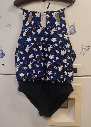 Батал суцільний купальник танкіні  з утяжкою роз.52