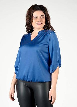Стильная женская шелковая блуза с перлами код 529