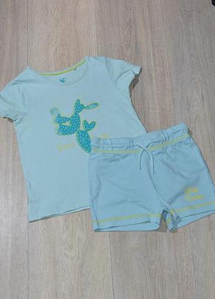 Футболка и шорты lupilu 3-4-5 лет. 98/104/110 набор комплект летний на девочку кактус шортики футболочка классный