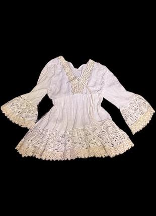 Блуза в стилі бохо молочного кольору