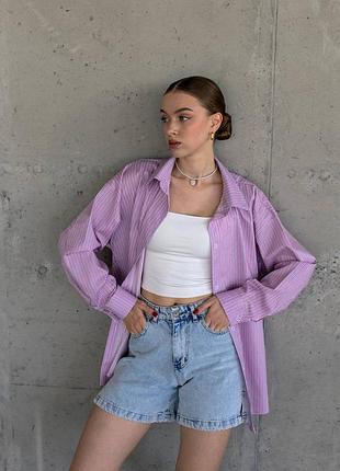 Сорочка оверсайз у смужку  на гудзиках з довгими рукавами на манжетах