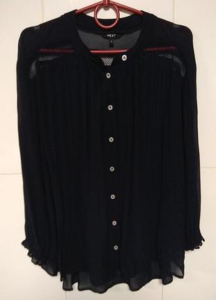 Темно-синяя прозрачная блуза свискозы next 16р