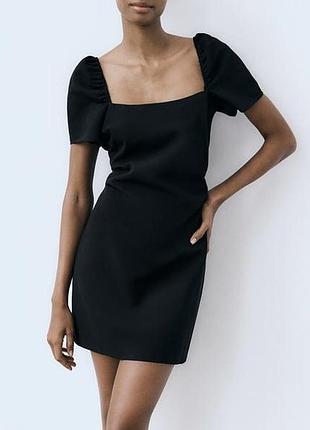 Черное летнее платье лен zara размер xs-s