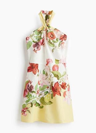 Яскрава сукня h&m з додаванням льону must have цього літа xs. нова  з біркою