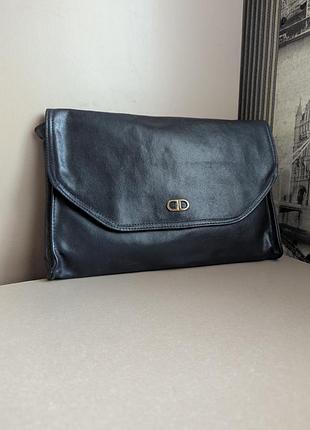 Клатч gennuine leather made in england жіночий темно-синій майже чорний