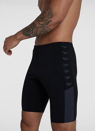 Чоловічі плавки джаммери speedo boom logo splice jammer - чорні/сірі 40, 8, l/xl