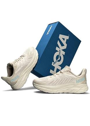 Женские кроссовки hoka clifton 8 beige