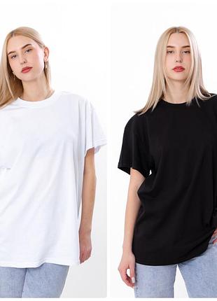 Бавовняна стрейчева біла жіноча футболка оверсайз