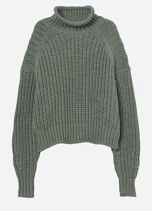 Оливковый оверсайз свитер h&m р. m
