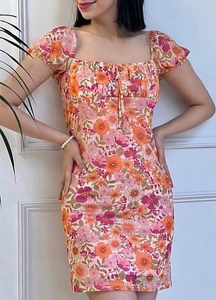Коротка сукня з квітами, літня сукня, сарафан, сукня квітковий принт