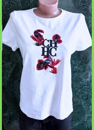 Біла бавовняна футболка 100% бавовна carolina herrera р. м, s