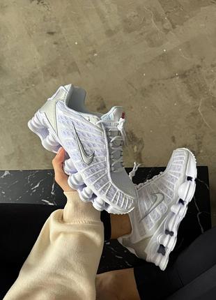 Кроссовки nike shox tl white silver