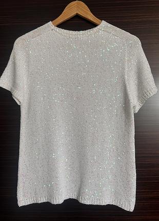 Футболка жіноча, бавовна із мікропаеткою, розмір м/l, біла