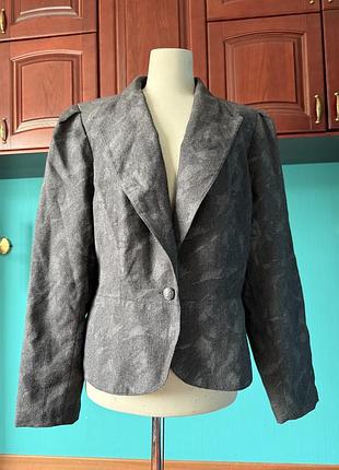 Піджак блейзер вовна вінтаж сірий з баскою