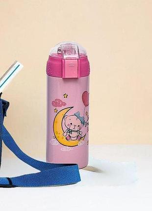 Термос поильник детский с трубочкой pink bear 500 мл