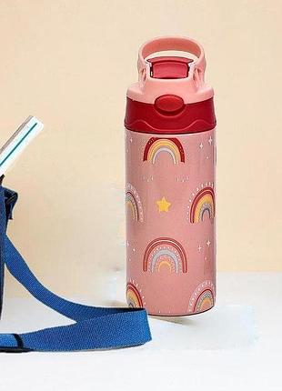 Термос поїльник дитячий з трубочкою rainbow 350 мл