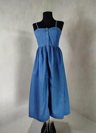 Джинсовый сарафан бирюз, размер 36, синий цвет