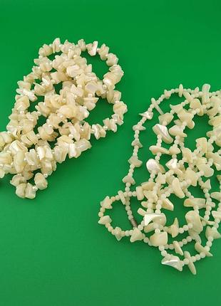 Довге намисто зі шматочків пермамутра 2 шт., етнічні вінтажні прикраси