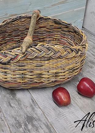 Корзина плетеная Пасхи с ручкой, терракотовый меланж 33х53х23см