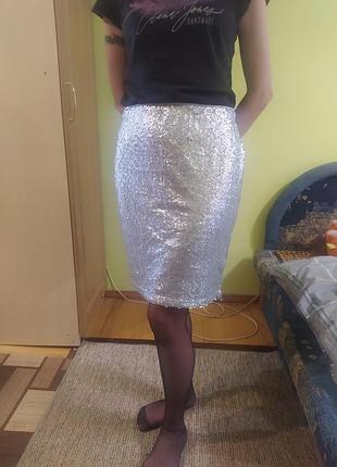 Юбка в пайетках tom &amp;rose серая