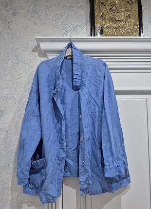 Базовый льняной пиджак ветровка батал