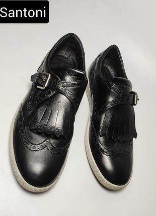 Оксфорди жіночі чорні туфлі шкіряні від бренду santoni italy 36