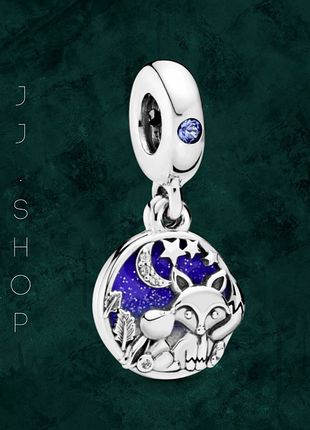 Серебряная бусина шарм "лис и кролик" с гравировкой pandora (пандора) 798239nmb