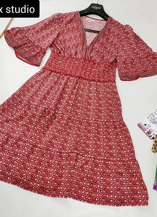 Платье женское мини красный расклешон с короткими рукавами от бренда max studio s