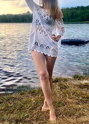 Пляжна сукня туніка мереживо