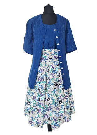 Класний комплект для літа майка і блузка на короткий рукав синій колір