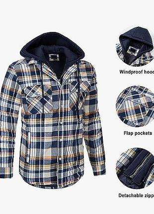 Уютные мужские хлопковые рубашки в клетку с длинным рукавом куртка на флисовой подкладке рубашки из фланели шерпа пальто на пуговицах с капюшоном