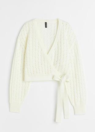 Ажурний кремовий  кардиган з перехресним візерунком h&m