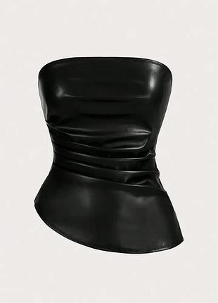 Елегантні шкіряні подовжені топи в двох кольорах : коричневий та чорний🤎🖤