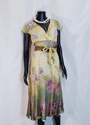 Брендовое платье цветы шёлк#154