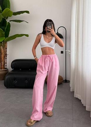 Жіночі повсякденні штани палаццо на резинці, літні легкі штани на кожен день