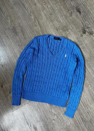 Polo ralph lauren v-neck cable knit sweater жіночий бавовняний светр джемпер