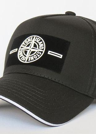 Кепка stone island чорна з білим