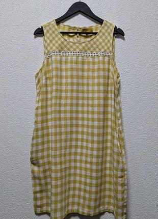 Желтый сарафан next в клетку, размер 44