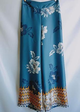 Легкие летние брюки палаццо италия meligami с высокой посадкой цветочным принтом